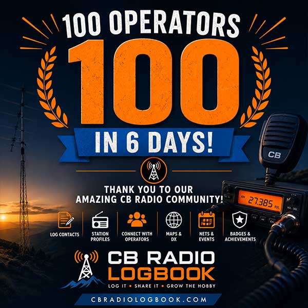 CB Radio Logbook Reaches 100 Registered Operators in Just 6 Days