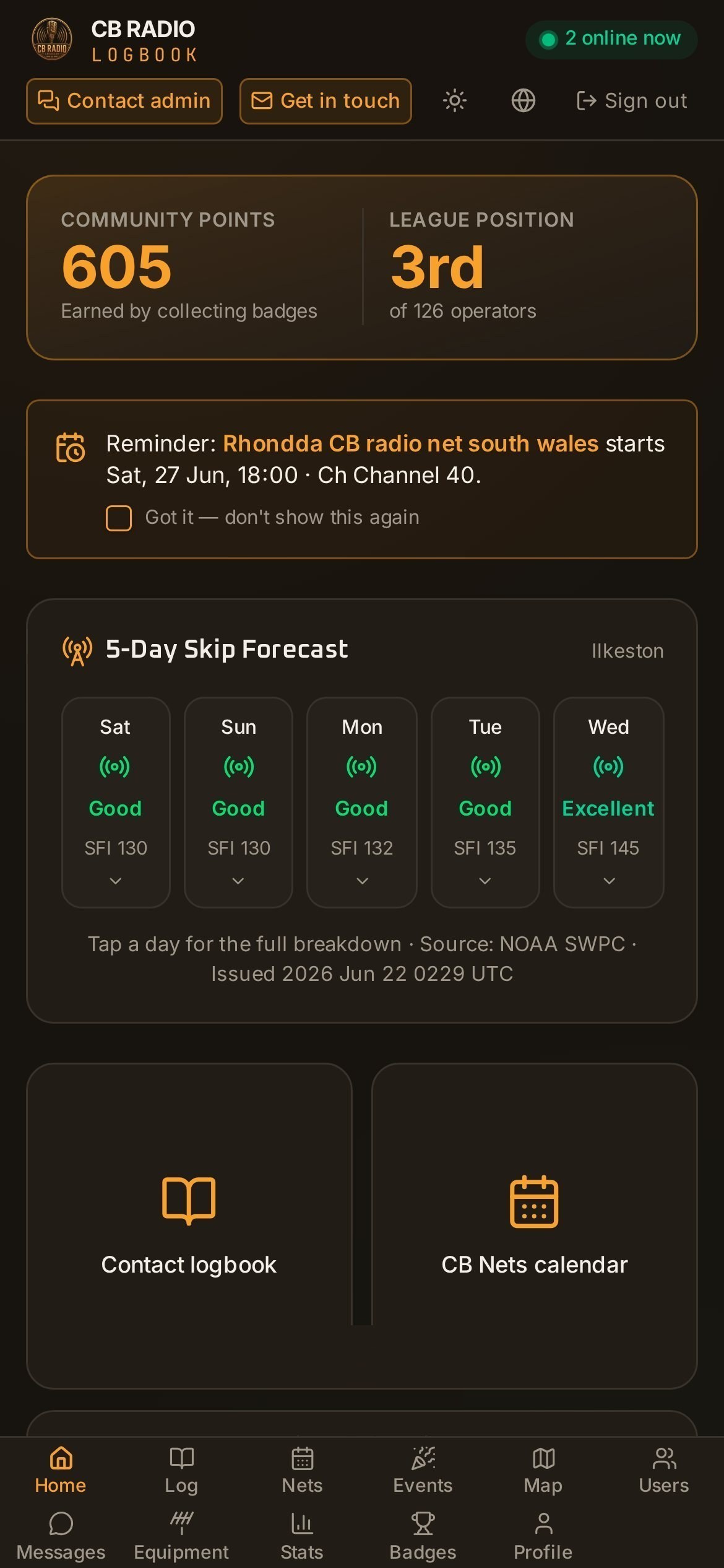 CB Radio Logbook on mobile